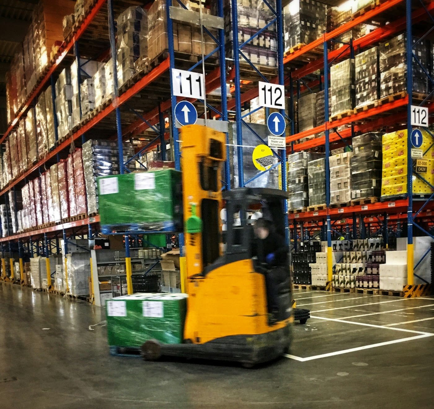 A temperature-controlled storage facility with racked product