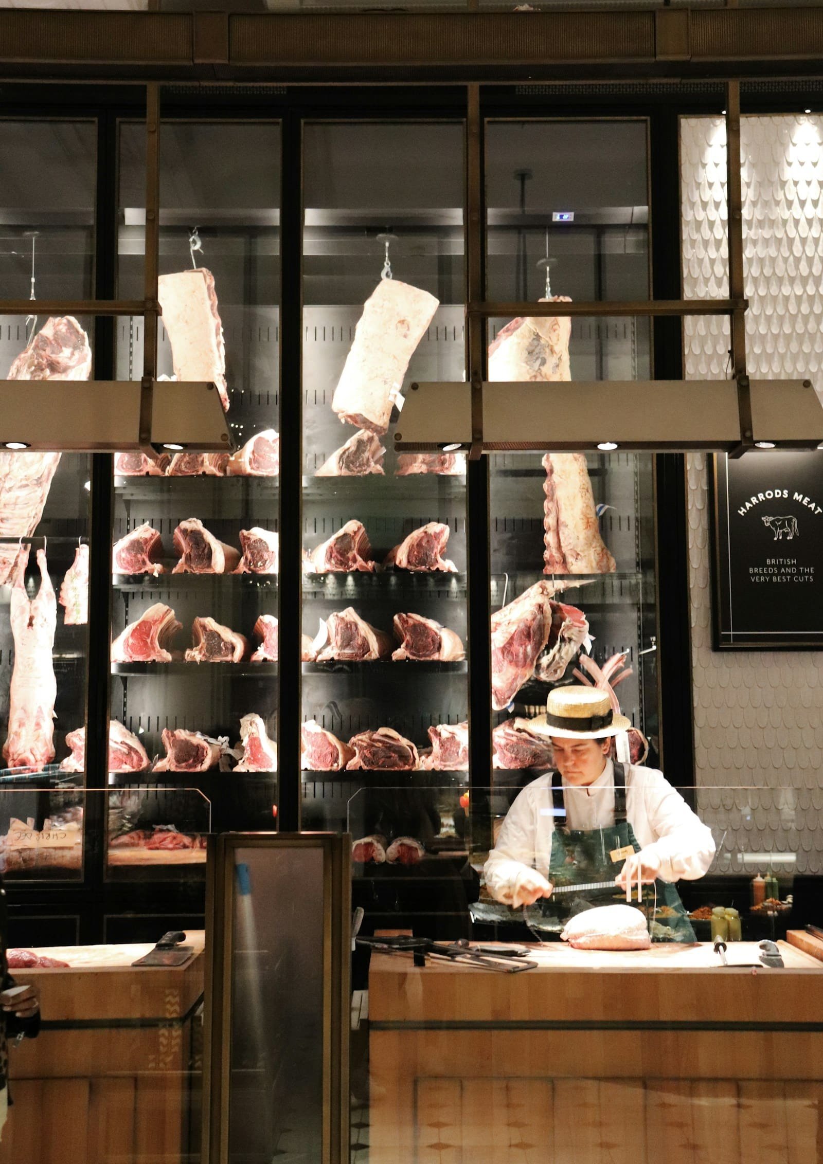 A butchery display counter