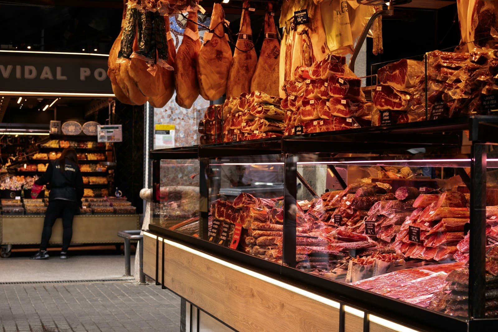 A traditional butcher's shop display